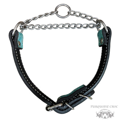 Leather Martingale Collar with Buckle, Training Collar 1.5" Wide - LM1
