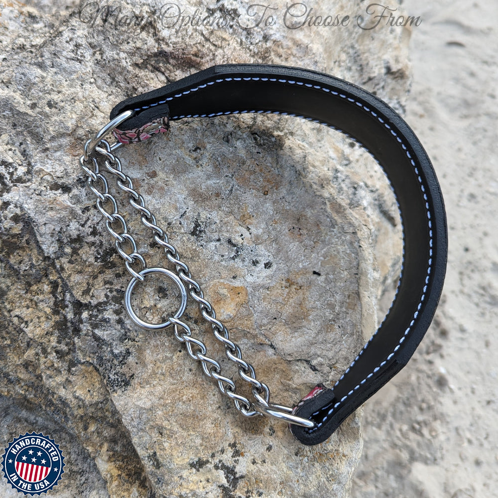 LM7 - 2" Wide Leather Martingale Collar