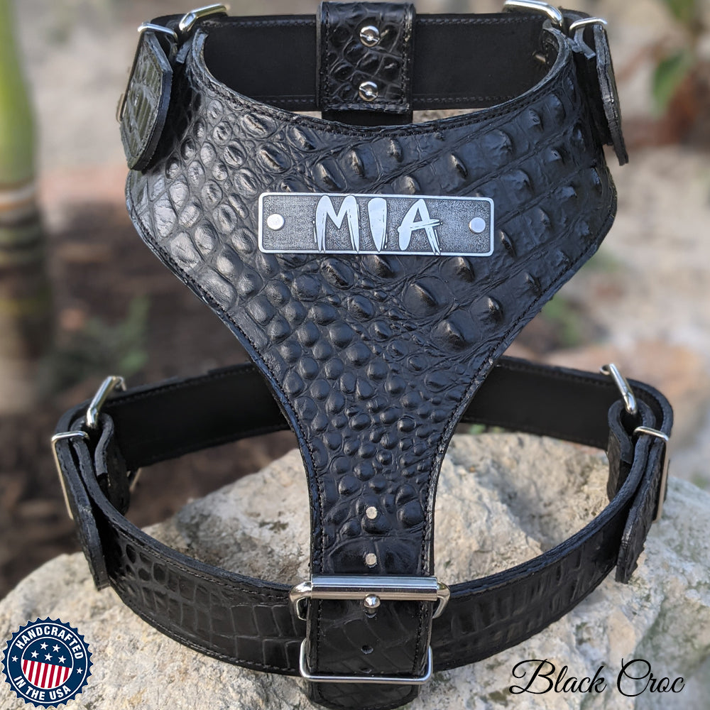 Personalized Leather Dog Harness, Heavy Duty Leather Harness - NH4