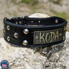 Leather Tapered Dog Collar Name Plate with Studs 2" Wide - N5