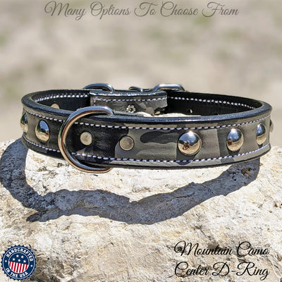 U2 - 1" Wide Studded Leather Dog Collar
