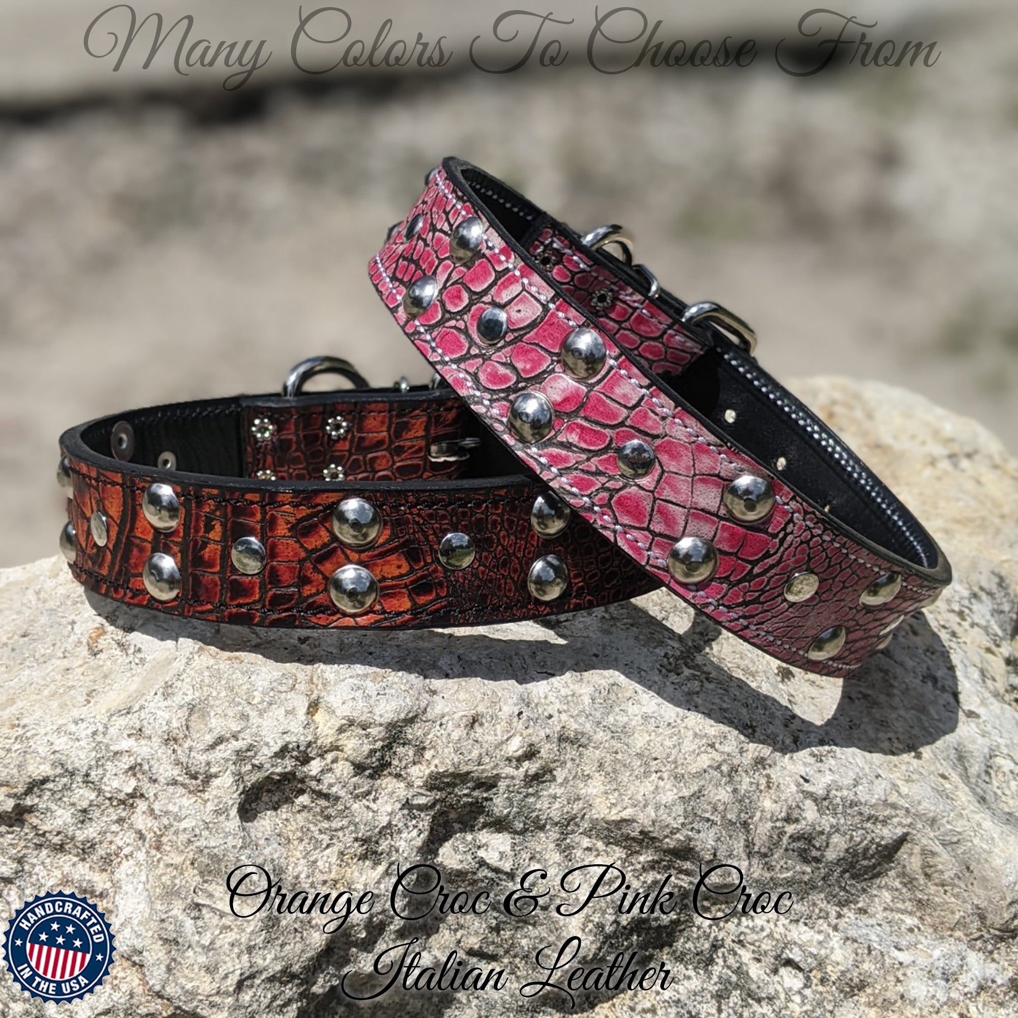 V15 - Collar para perros de cuero tachonado de 1,5" de ancho