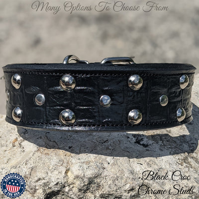 W30 - 2" Studs & Rivets Leather Dog Collar