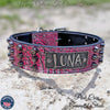 W48 - 2" Personalized Name Plate Bucket Studded Leather Dog Collar