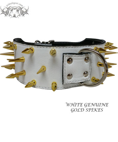 X43 - 3" Wide Spiked Leather Dog Collar - 1