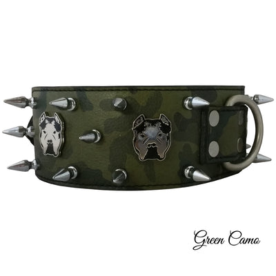 X21 - 3" Bully Spiked Leather Dog Collar